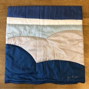 Vintage 70’s Jim Thompson Made in Thailand Silk Pillowcase Blue Cream 16”x16”